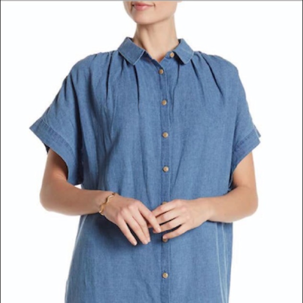 New..! Madewell Size L Dress Chambray Cotton - Picture 4 of 5
